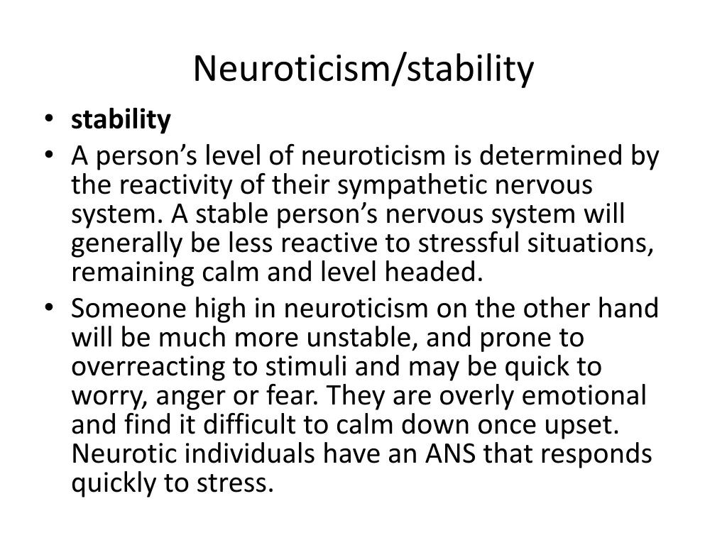 neuroticism stability