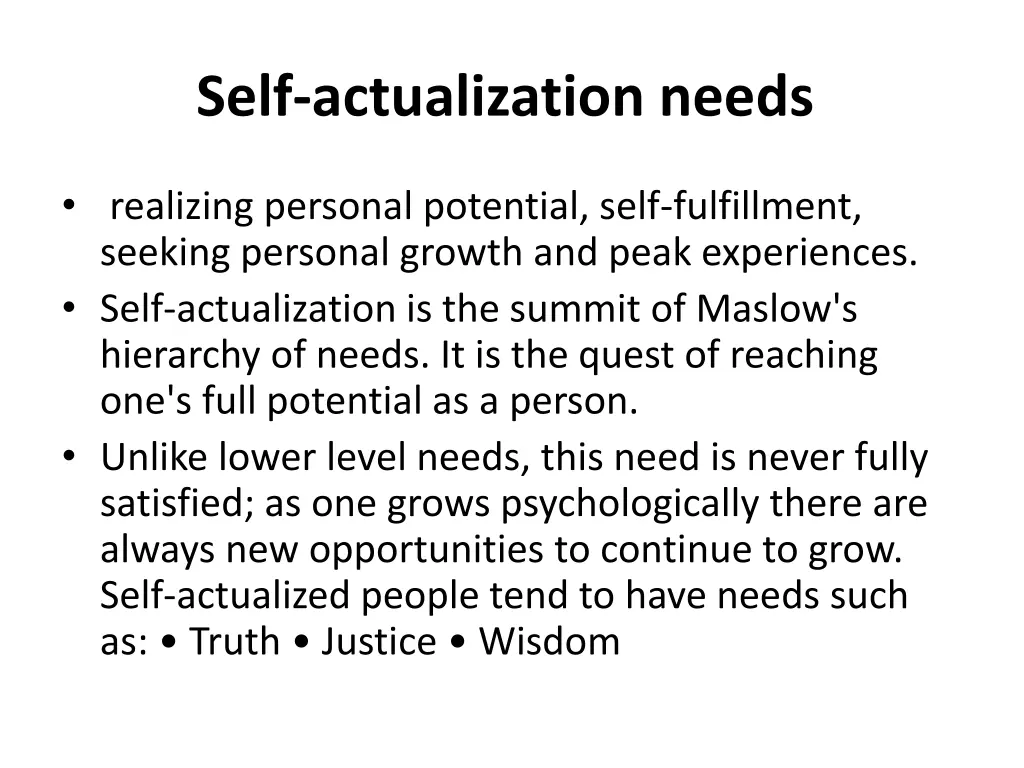 self actualization needs