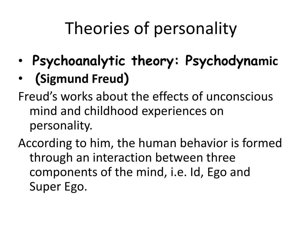 theories of personality