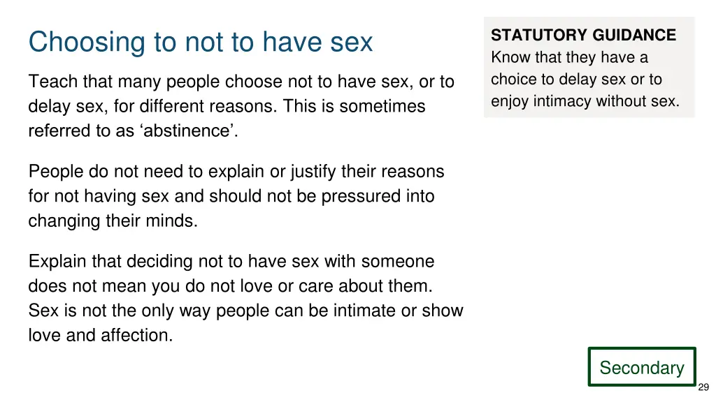 choosing to not to have sex