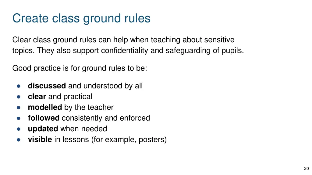 create class ground rules