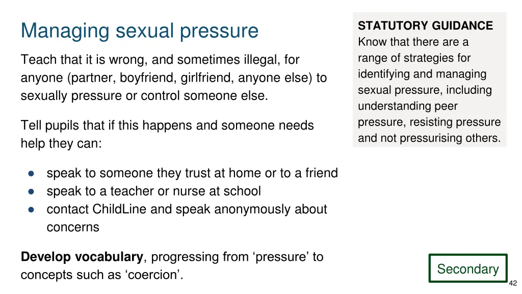 managing sexual pressure