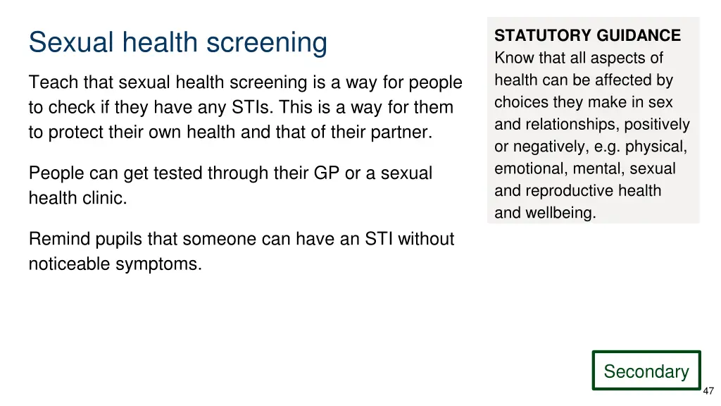 sexual health screening