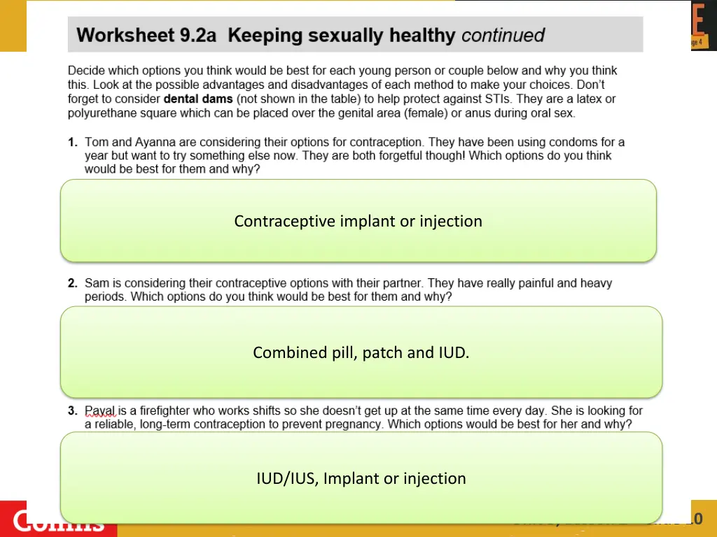 contraceptive implant or injection