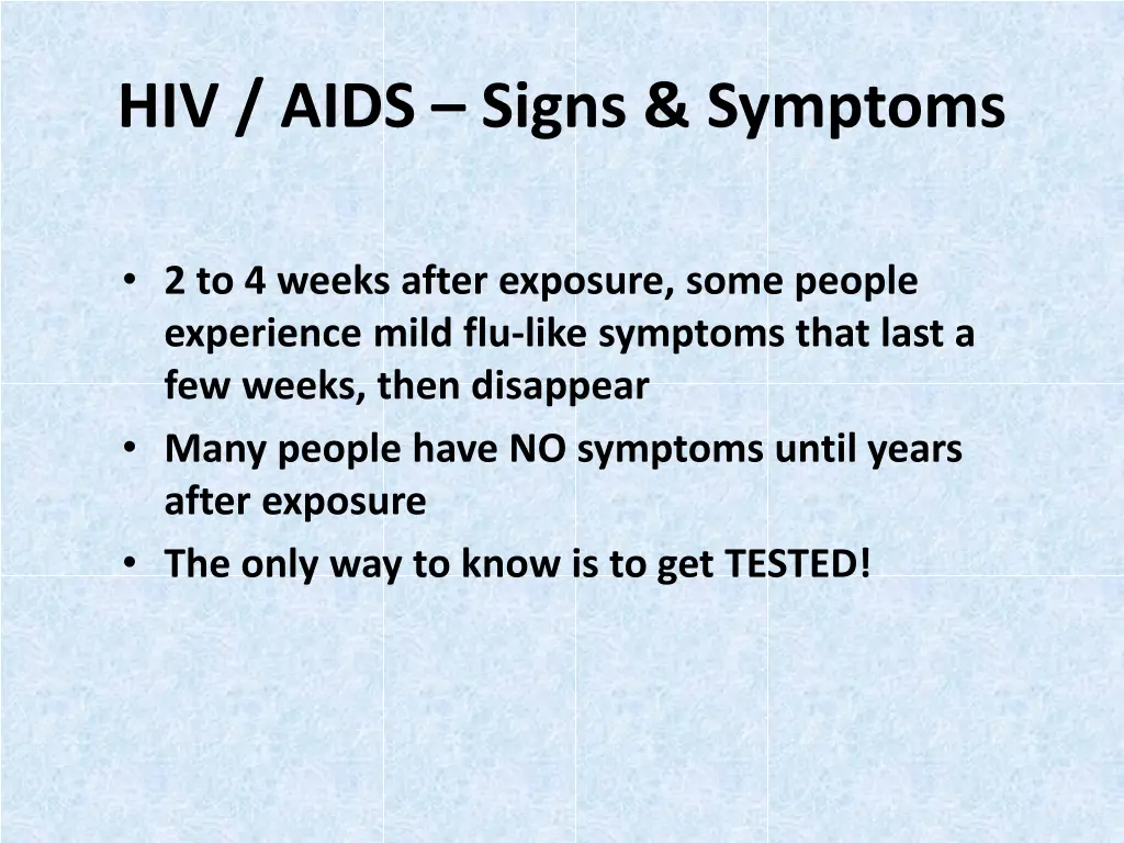 hiv aids signs symptoms