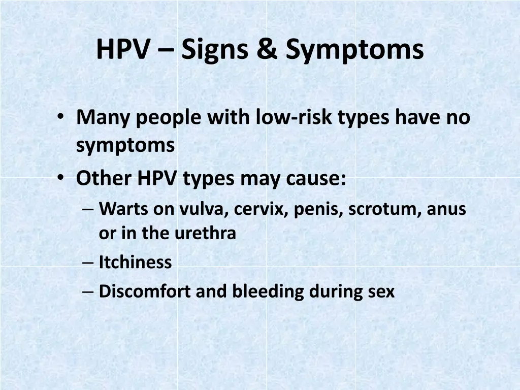 hpv signs symptoms