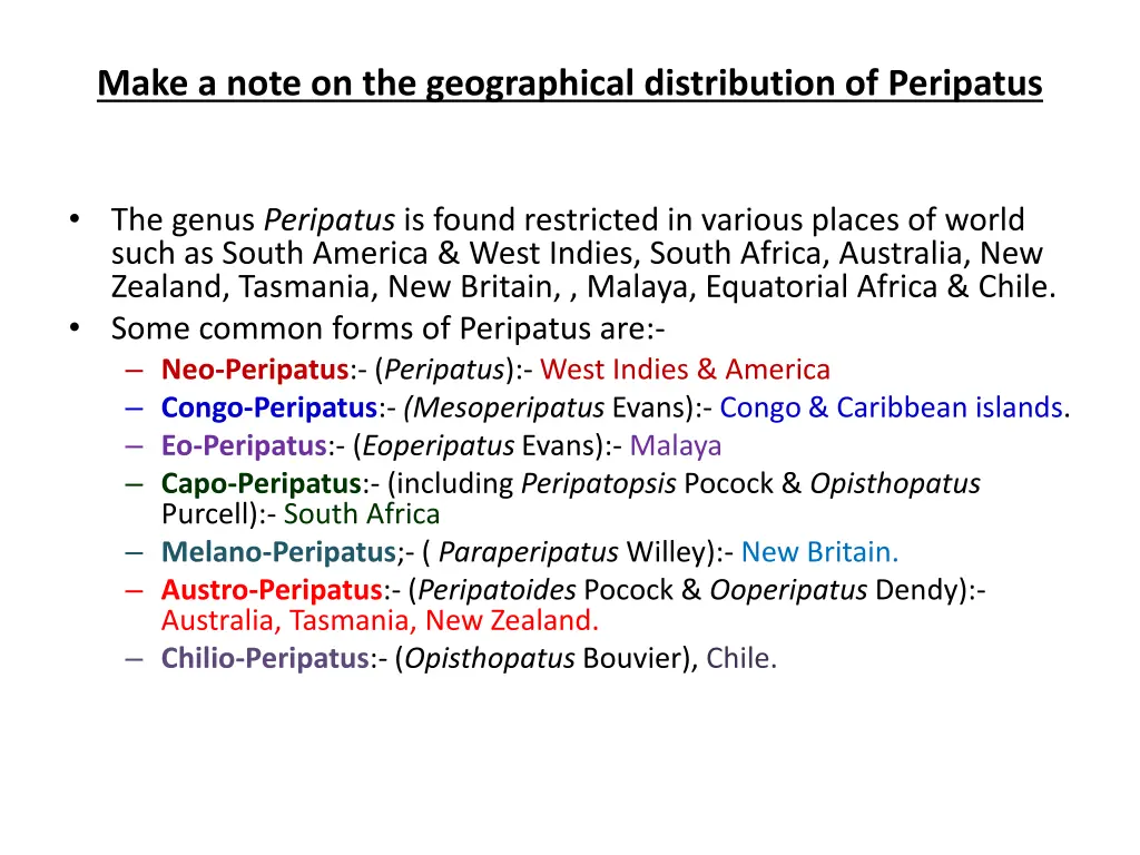 make a note on the geographical distribution