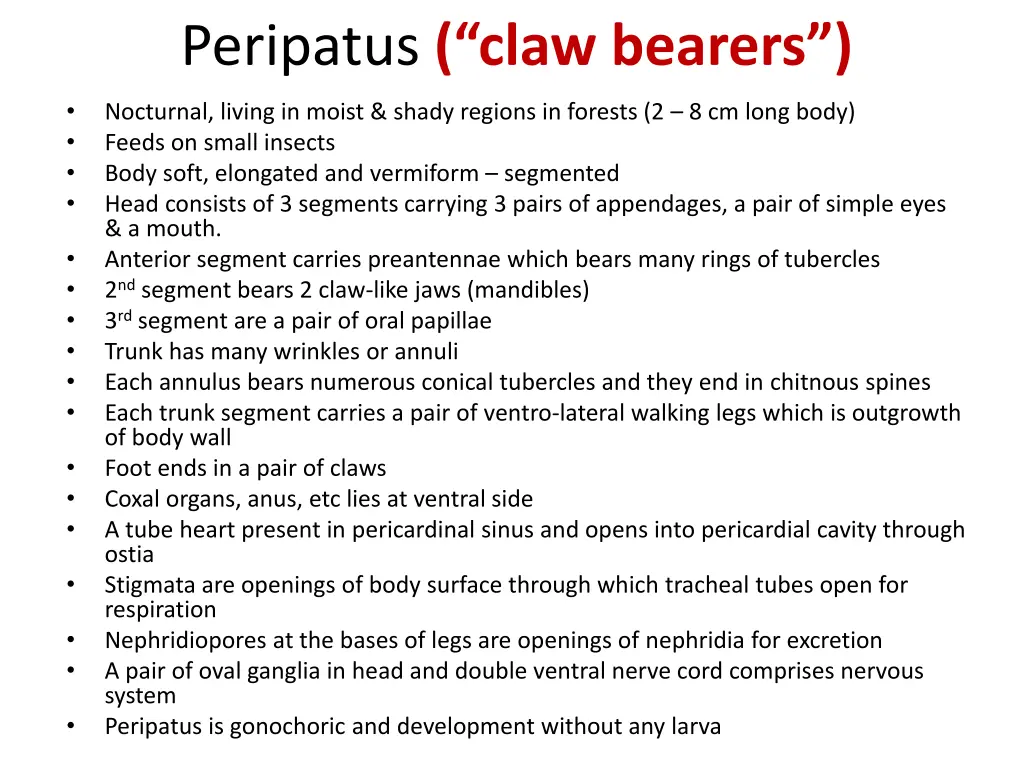 peripatus claw bearers