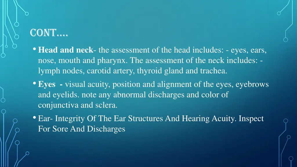 cont head and neck the assessment of the head