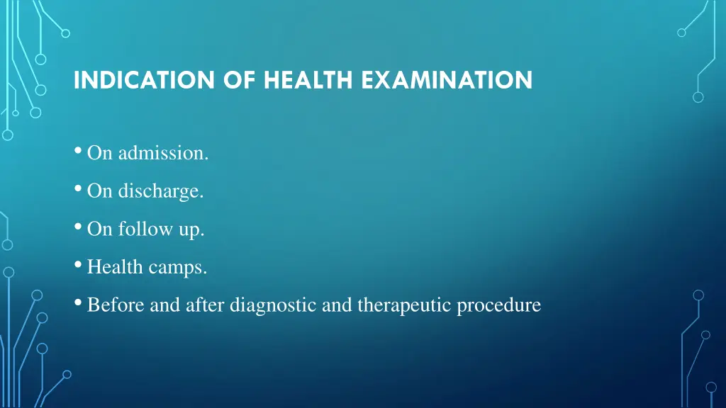 indication of health examination