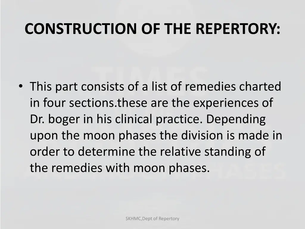 construction of the repertory 1