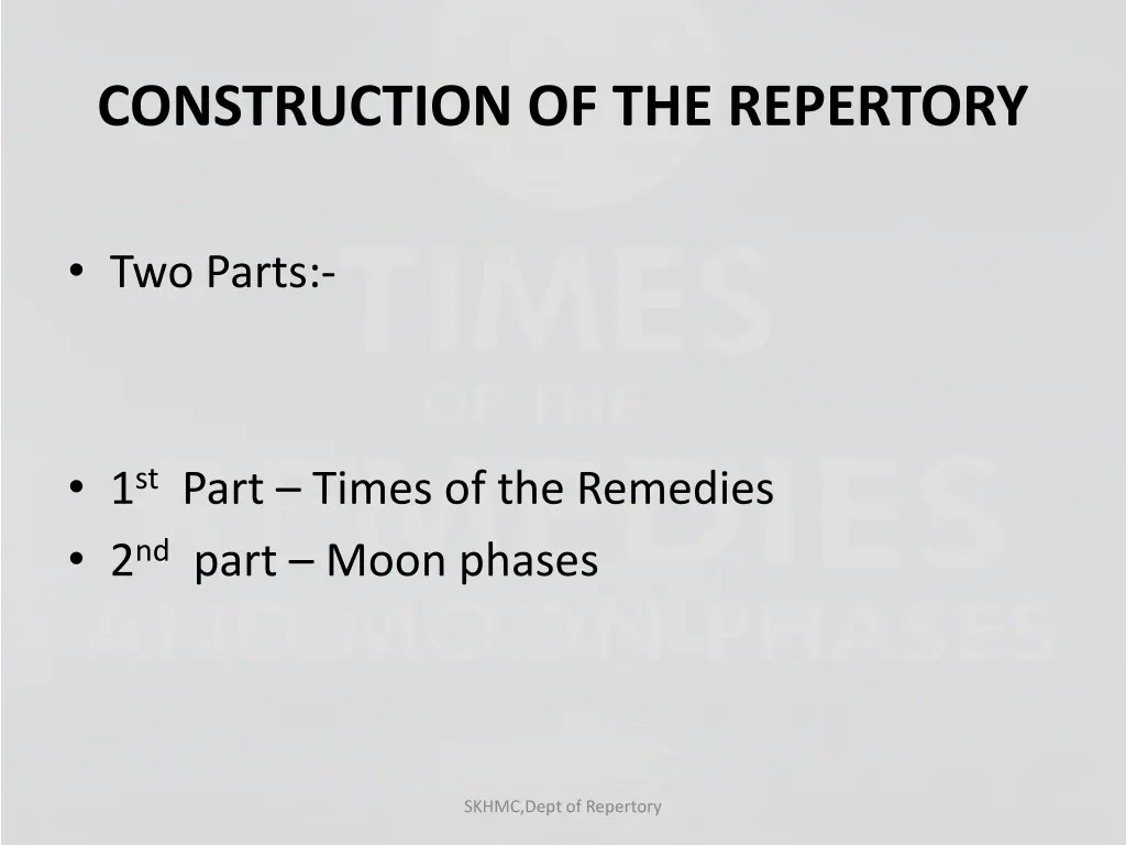 construction of the repertory