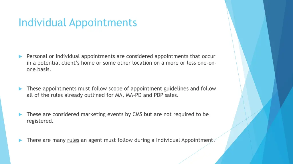 individual appointments