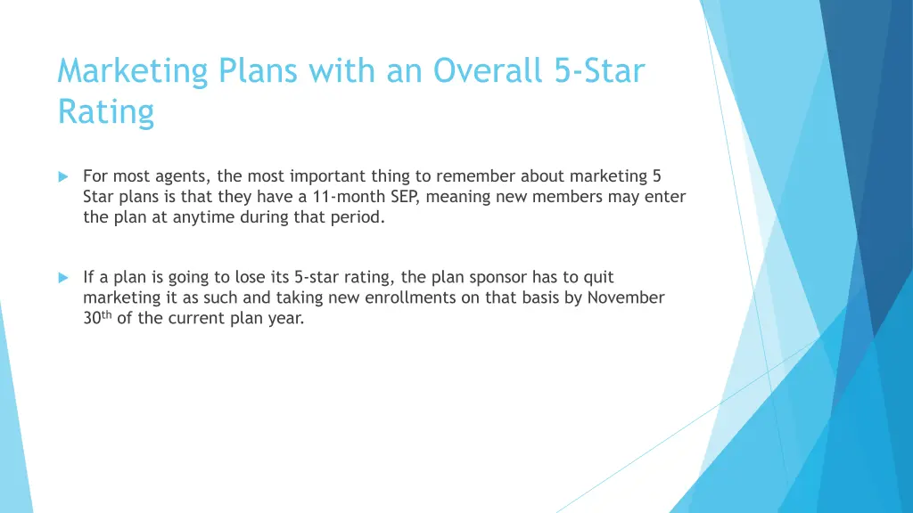 marketing plans with an overall 5 star rating