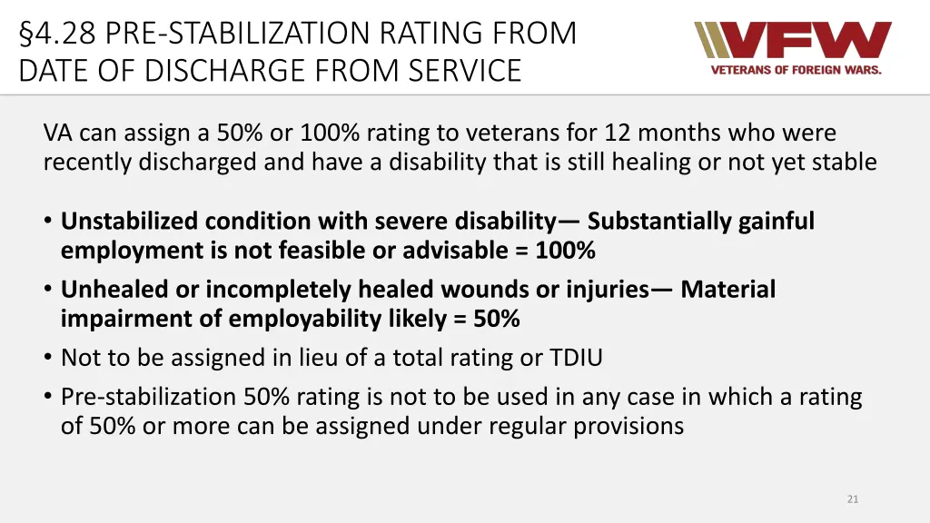 4 28 pre stabilization rating from date