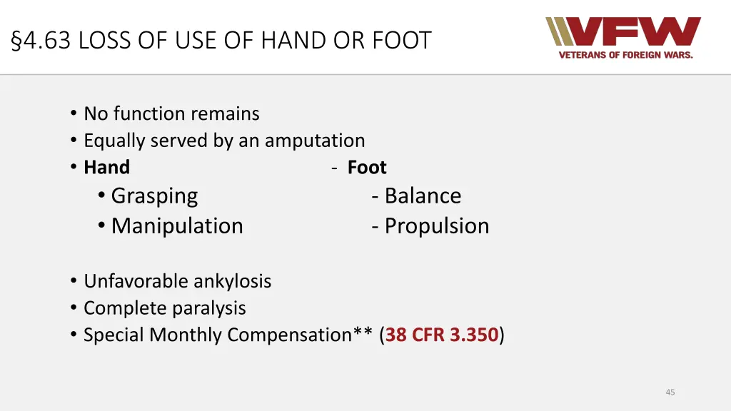 4 63 loss of use of hand or foot