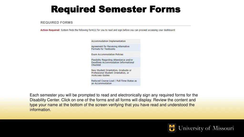 required semester forms required semester forms