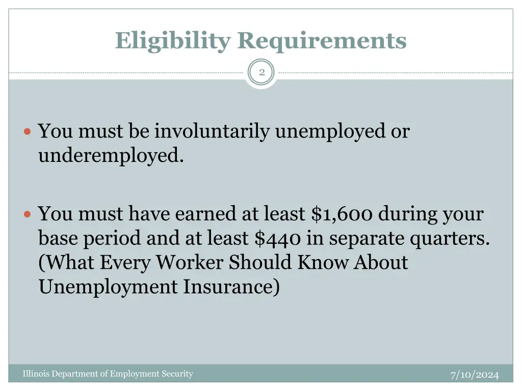 eligibility requirements