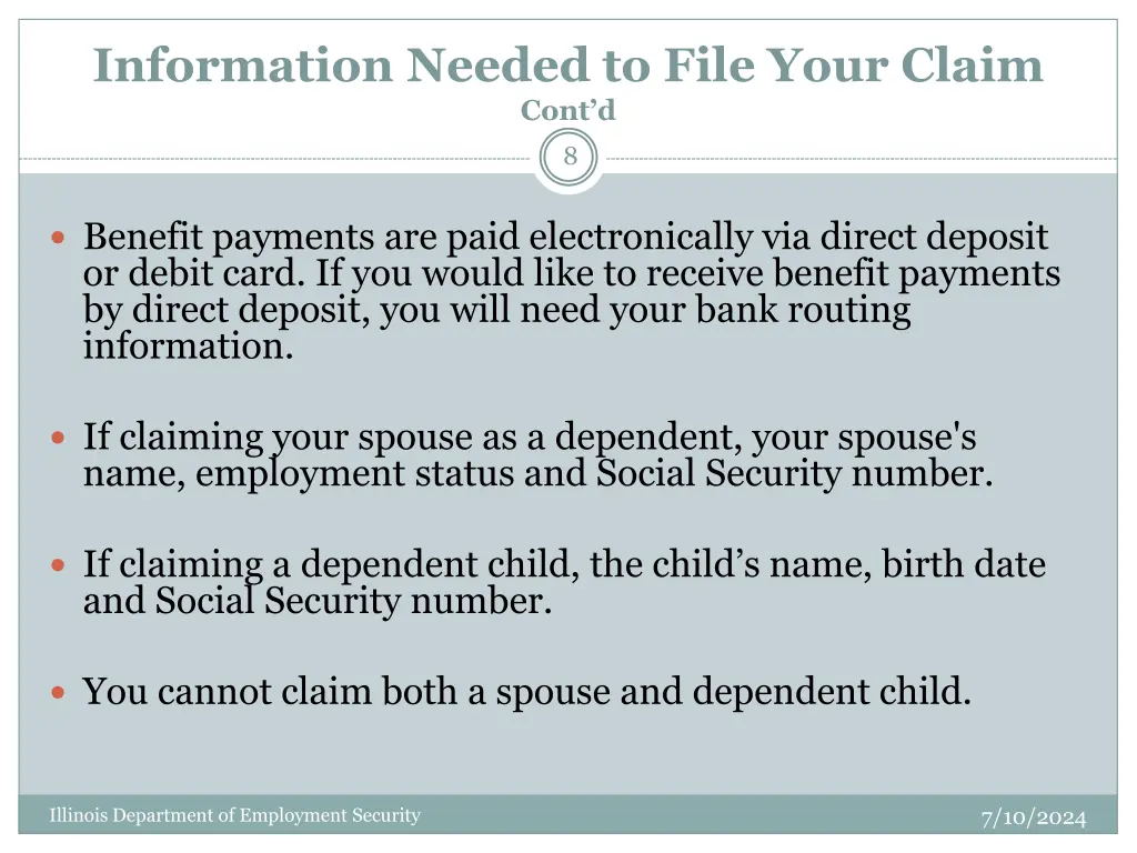 information needed to file your claim cont d