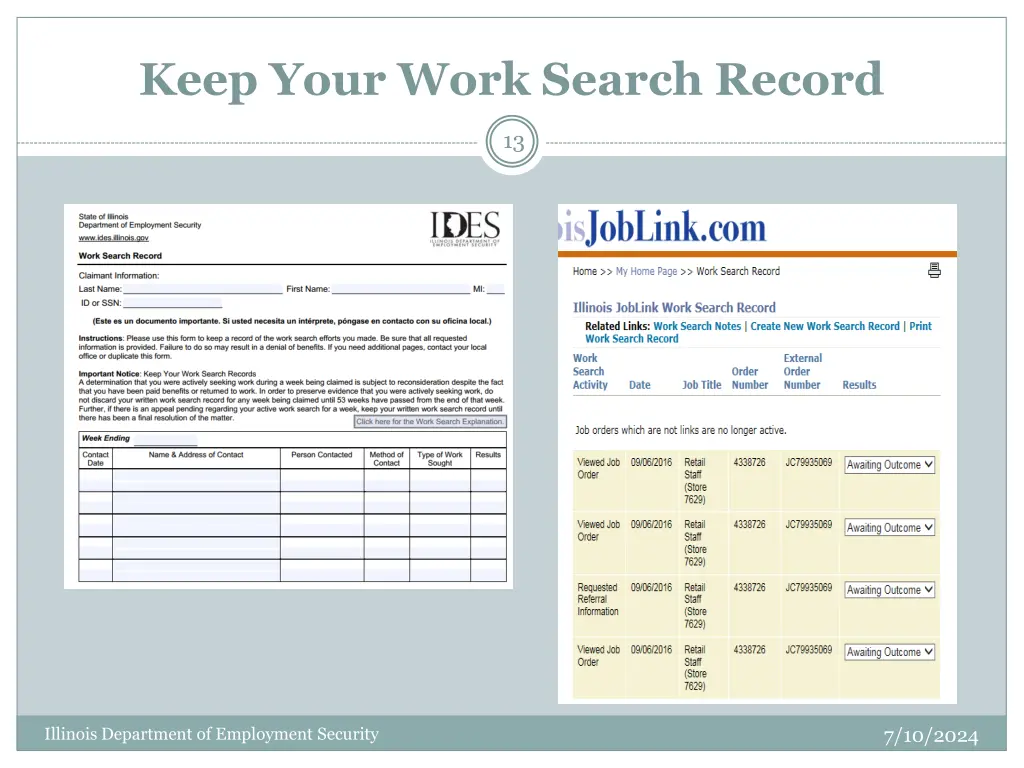 keep your work search record