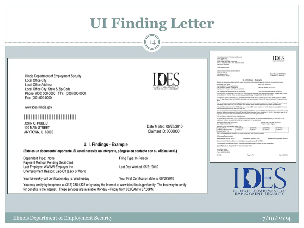 ui finding letter