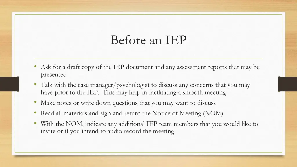 before an iep