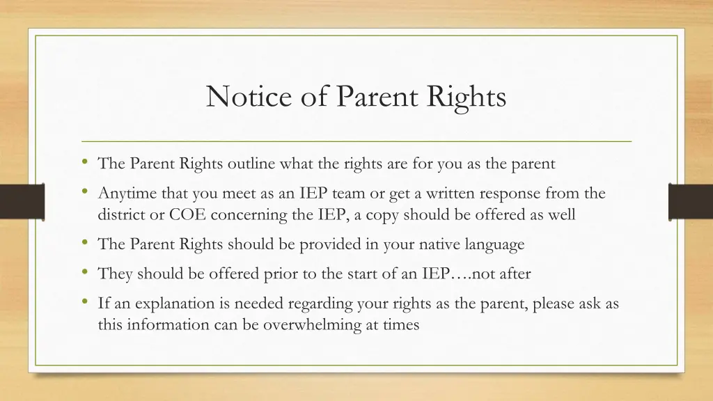 notice of parent rights