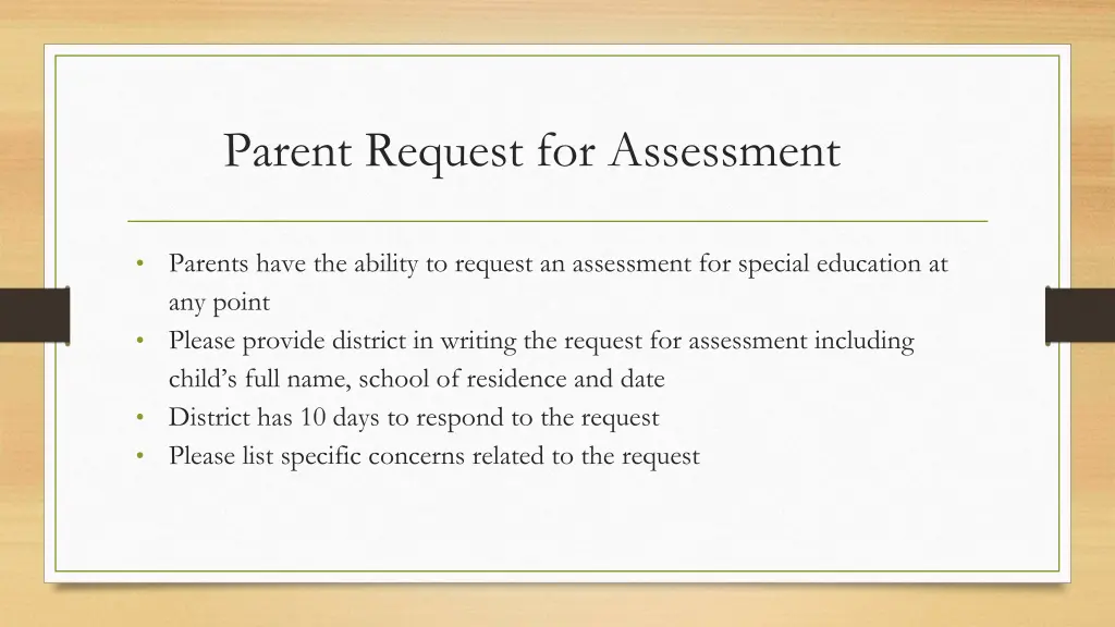 parent request for assessment