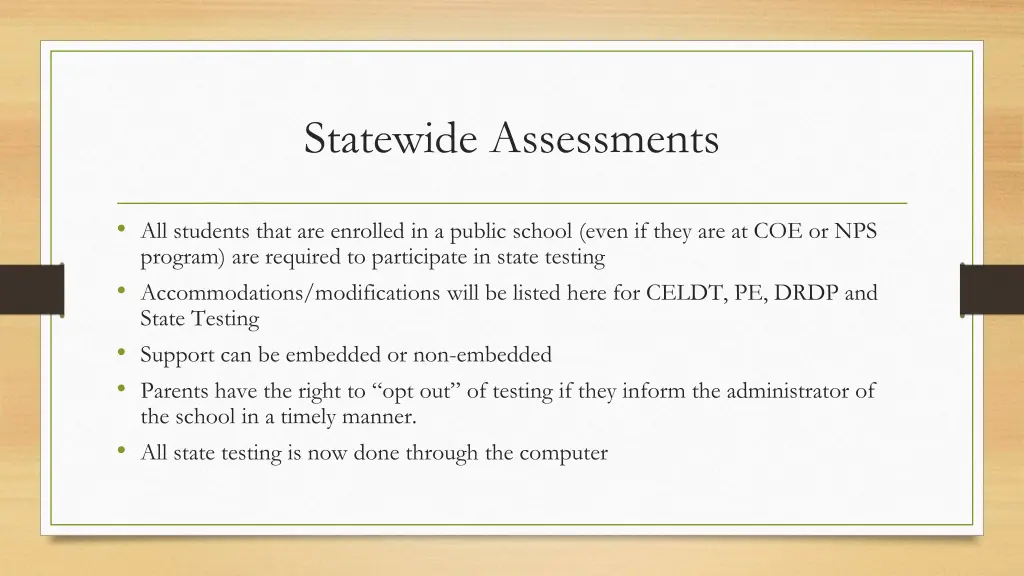 statewide assessments