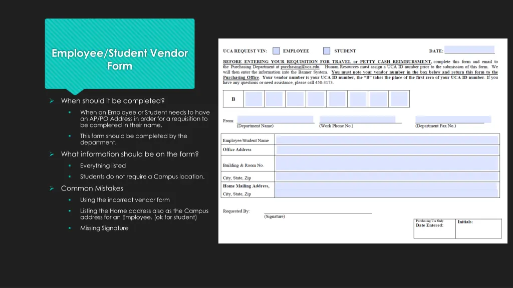 employee student vendor form