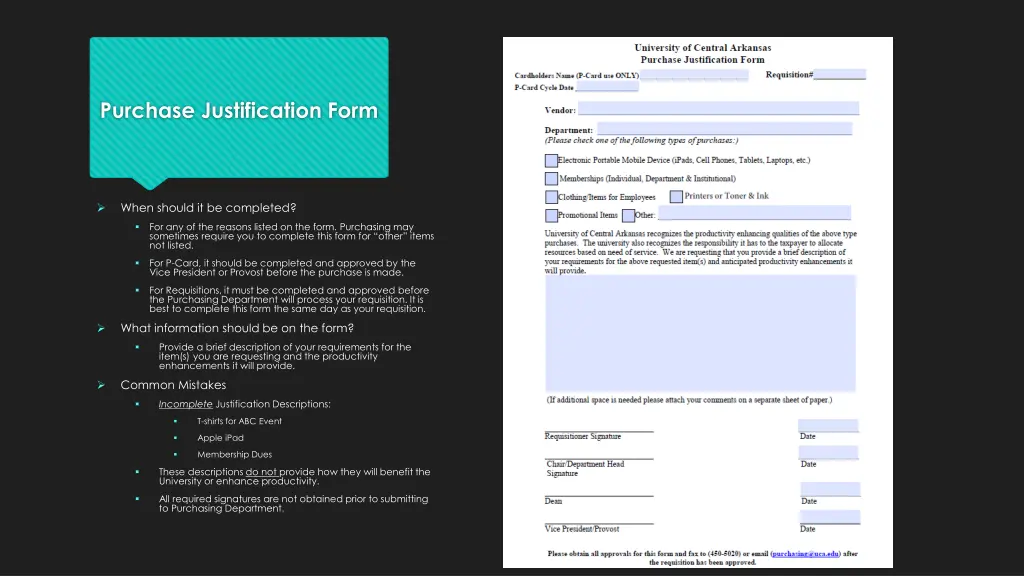 purchase justification form