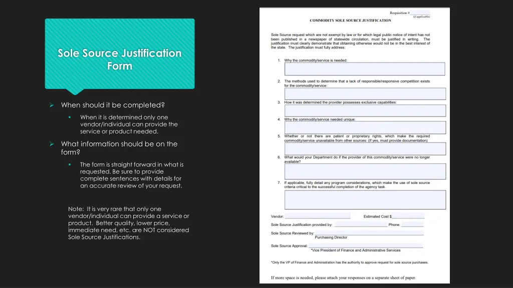 sole source justification form