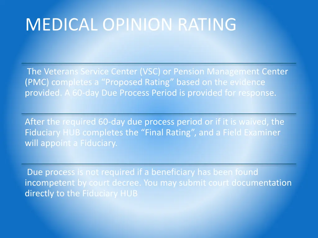 medical opinion rating