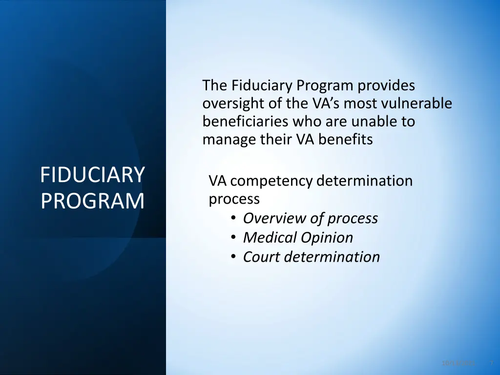 the fiduciary program provides oversight