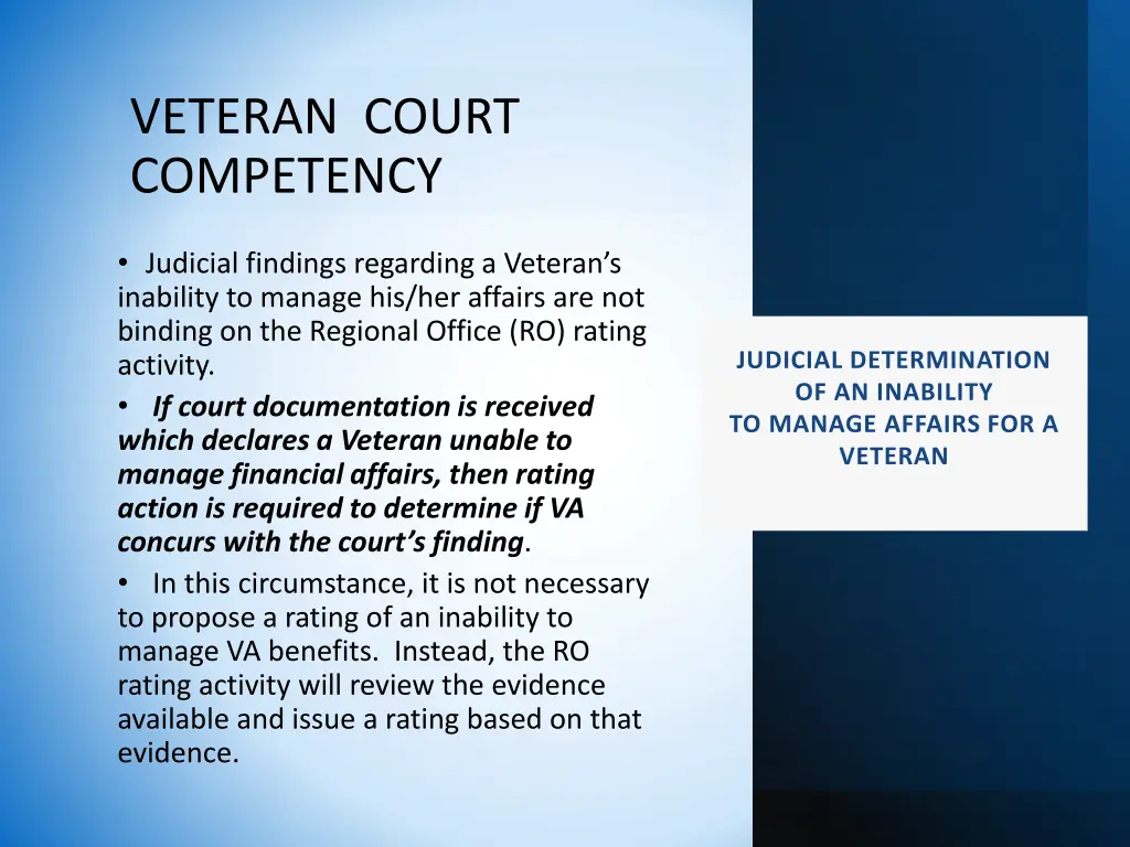 veteran court competency