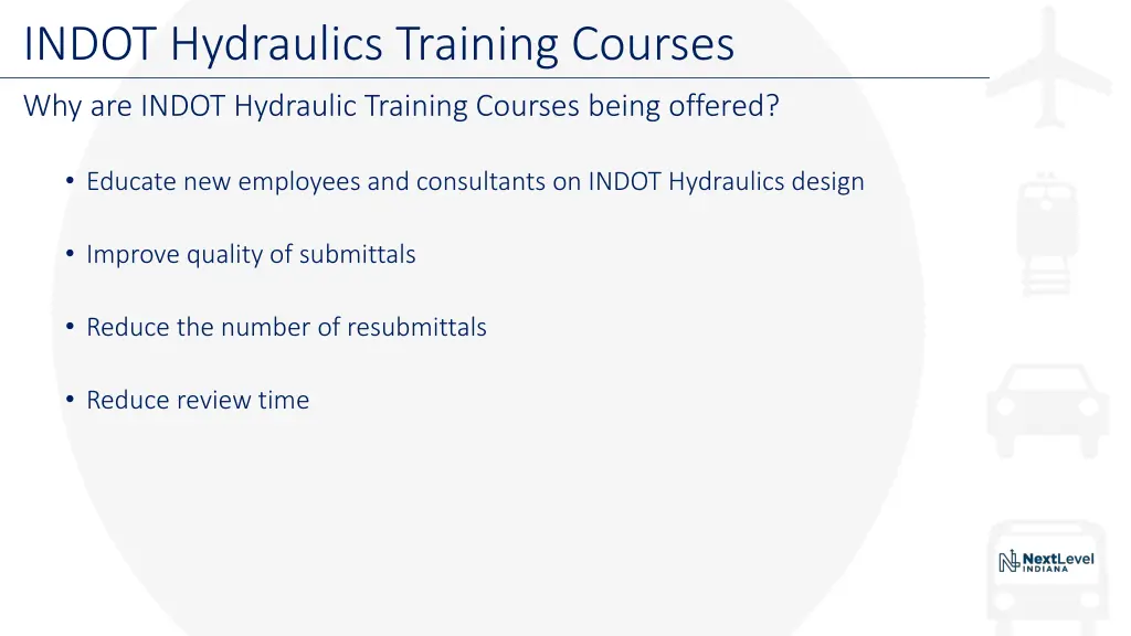 indot hydraulics training courses