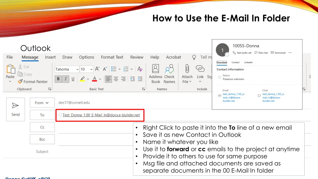 how to use the e mail in folder 1