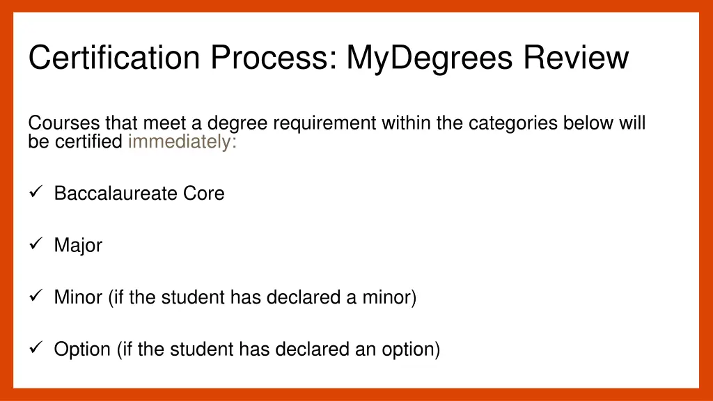 certification process mydegrees review