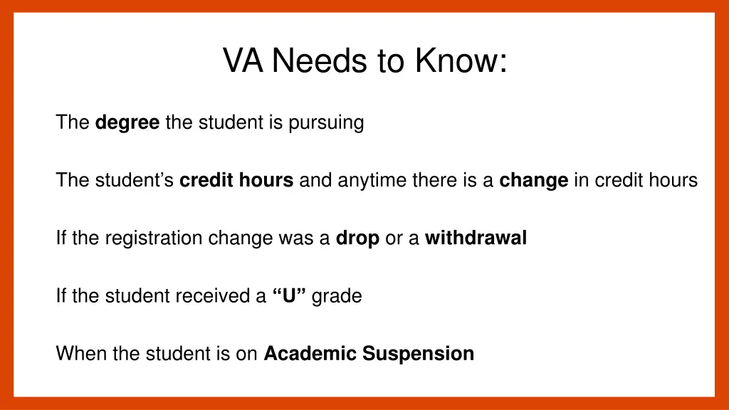 va needs to know