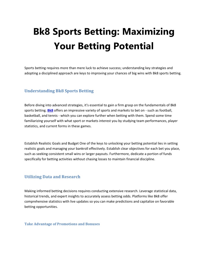 bk8 sports betting maximizing your betting