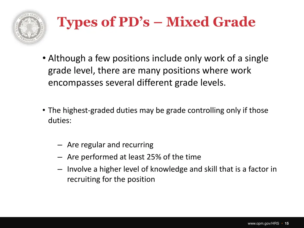 types of pd s mixed grade