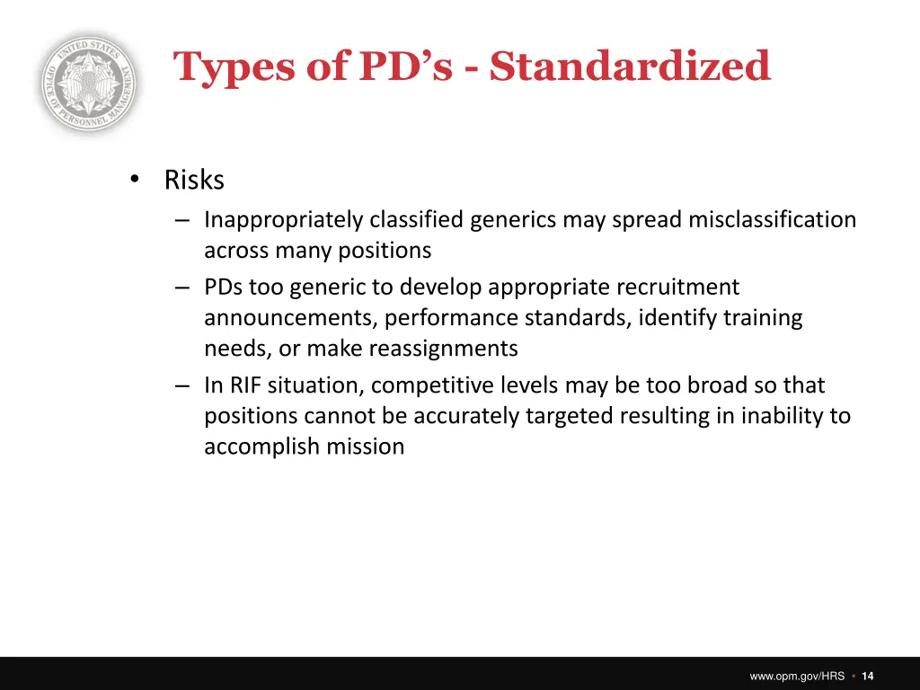 types of pd s standardized 1