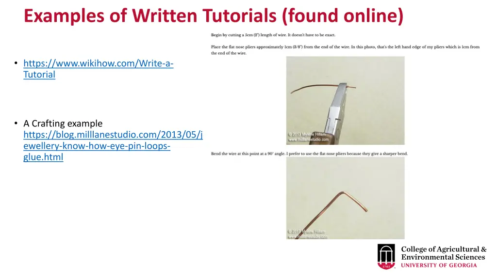 examples of written tutorials found online