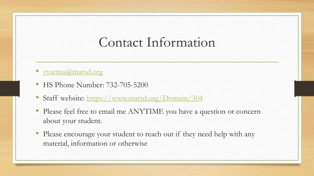 contact information