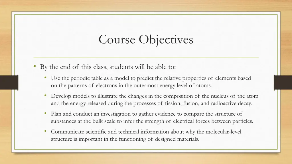 course objectives