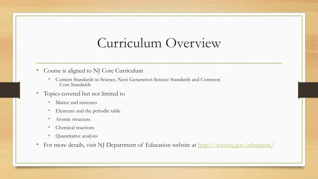 curriculum overview