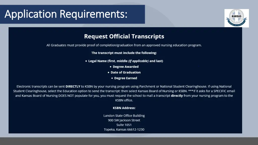 application requirements application requirements