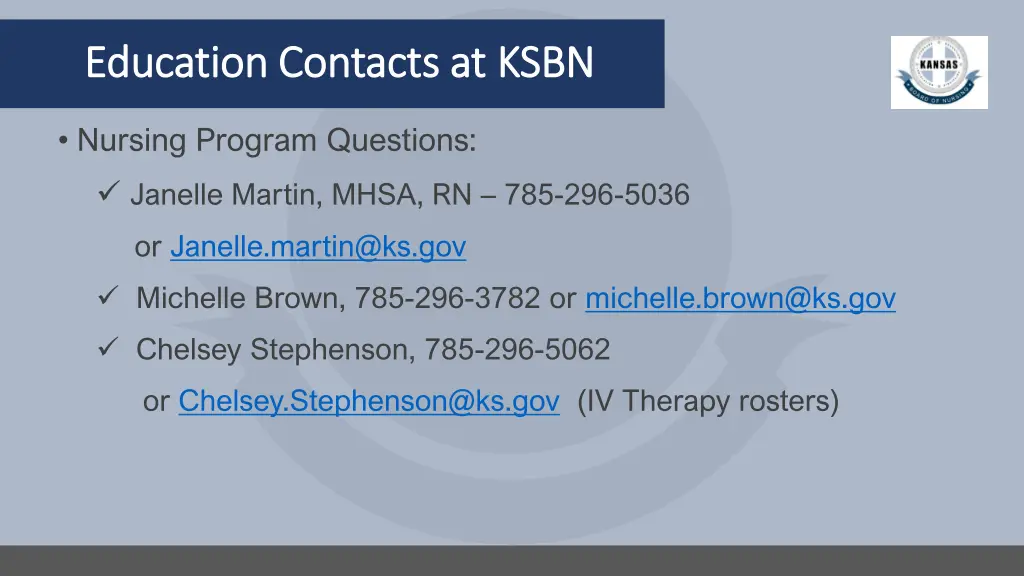 education contacts at ksbn education contacts