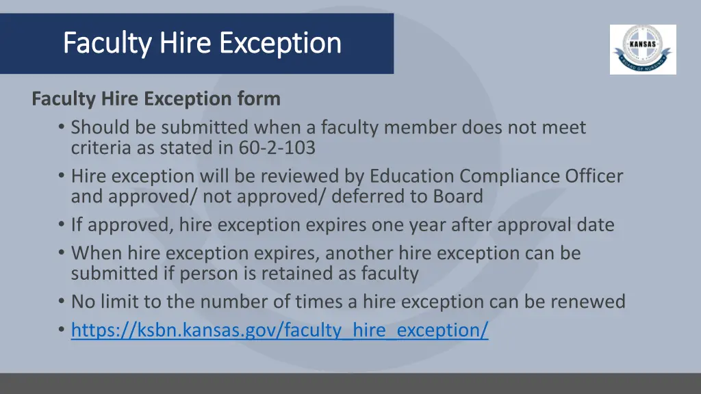 faculty hire exception faculty hire exception