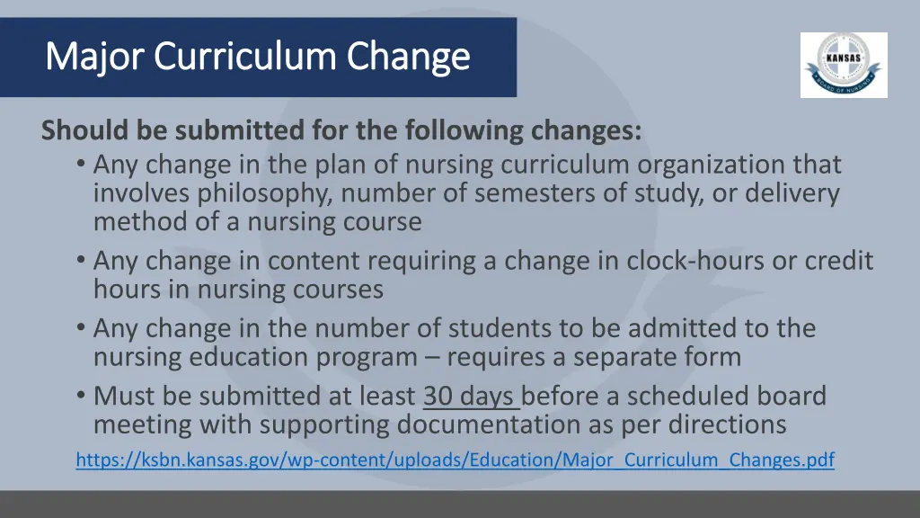 major curriculum change major curriculum change